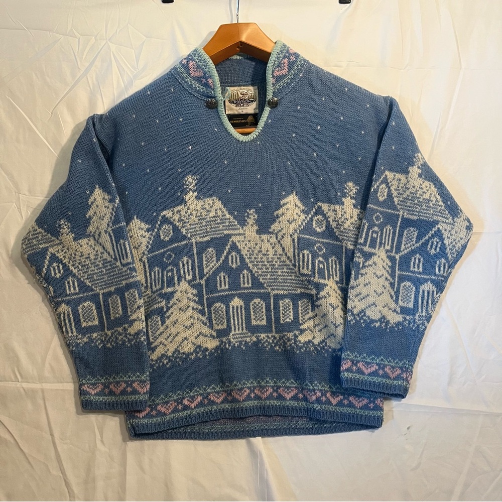 ALPS Sweater Womens L Wool Winter Village Holiday Pullover New England Vintage
